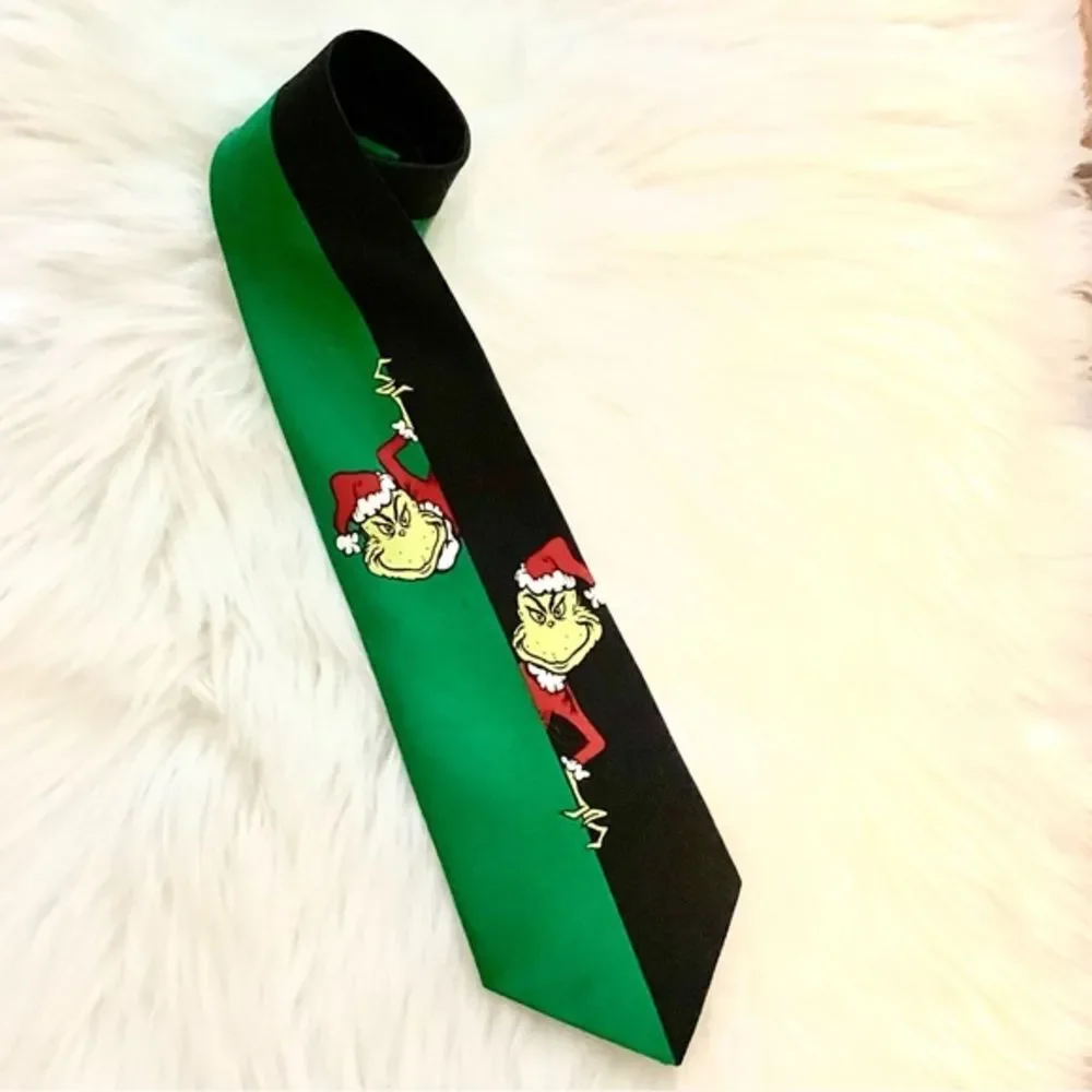 Dr. Seuss the Grinch Silk Tie Green Black